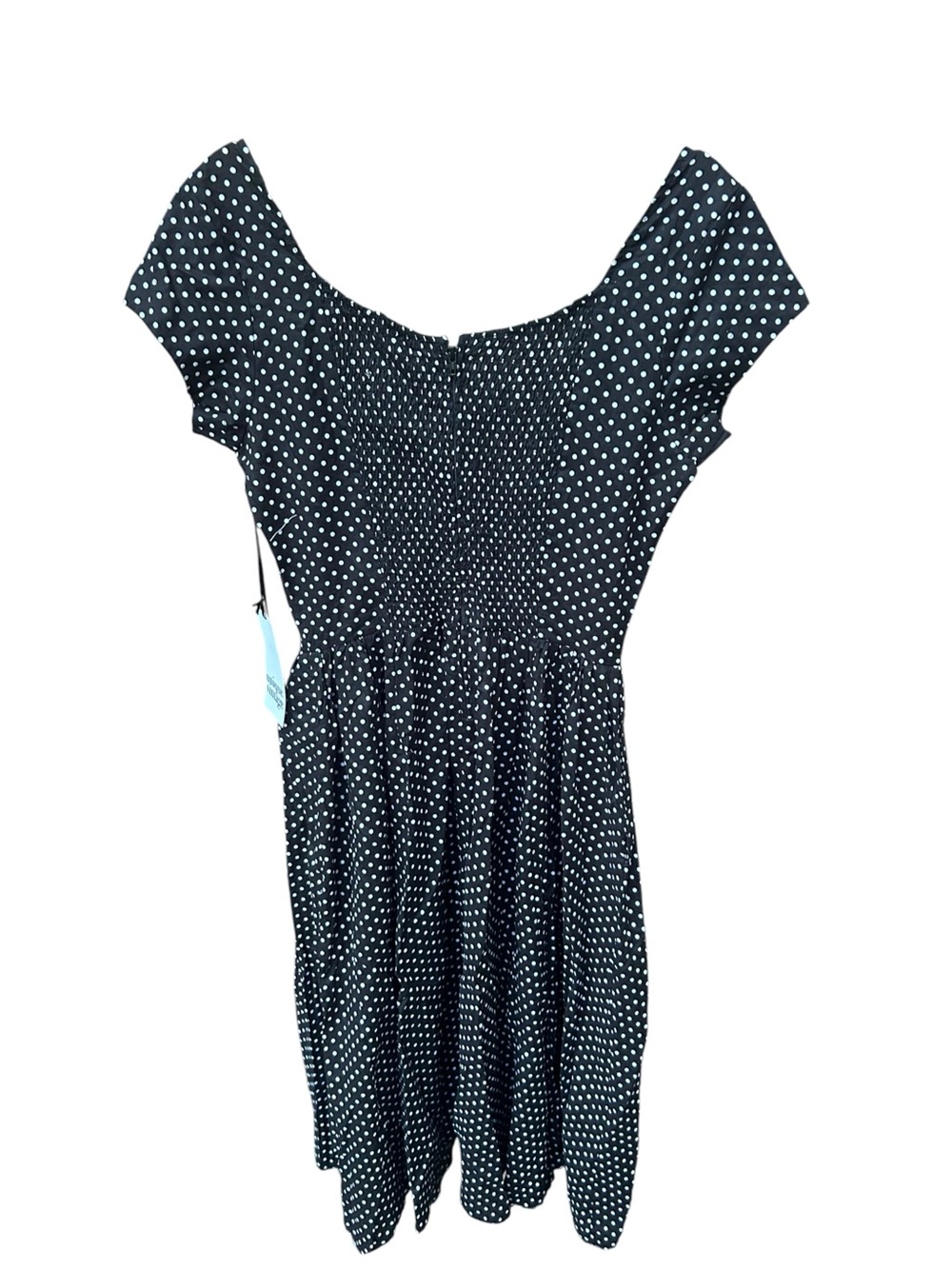 Unique Vintage Black Polka Dot Off-Shoulder Dress - Classic Women's Summer Dress - Picture 3 of 6